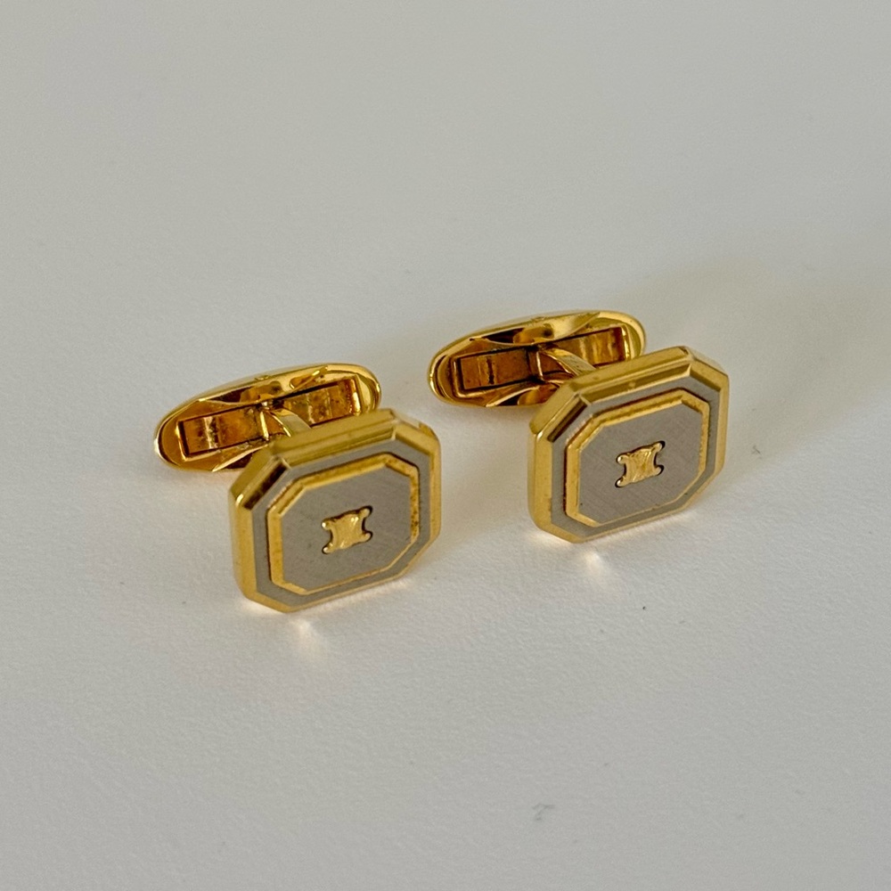 Celine Silver and Gold Cuff Links